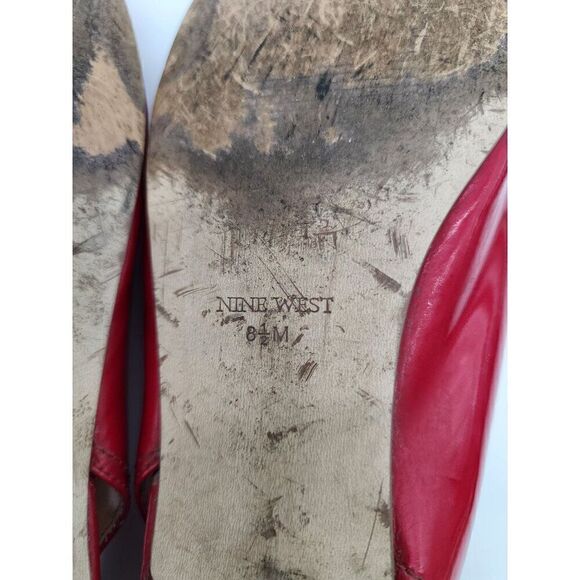 Nine West Red Peep Toe Slingback Flats 8M - Picture 6 of 10